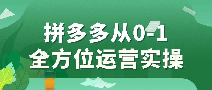 拼多多从0-1全方位运营实操