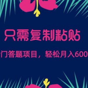 只需复制粘贴，稳赚不亏的冷门答题项目，轻松实现每月6000元收入