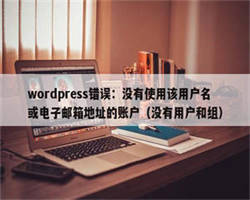 wordpress错误：没有使用该用户名或电子邮箱地址的账户（没有用户和组）