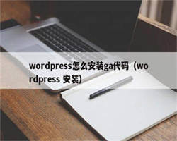 wordpress怎么安装ga代码（wordpress 安装）