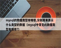 mysql的数据类型有哪些,分别用来表示什么类型的数据（mysql中常见的数据类型有哪些?）