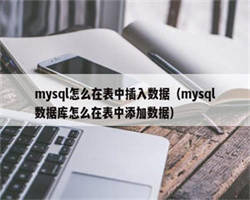 mysql怎么在表中插入数据（mysql数据库怎么在表中添加数据）