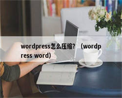 wordpress怎么压缩？（wordpress word）