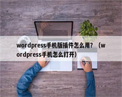 wordpress手机版插件怎么用？（wordpress手机怎么打开）