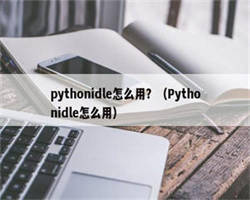 pythonidle怎么用？（Pythonidle怎么用）